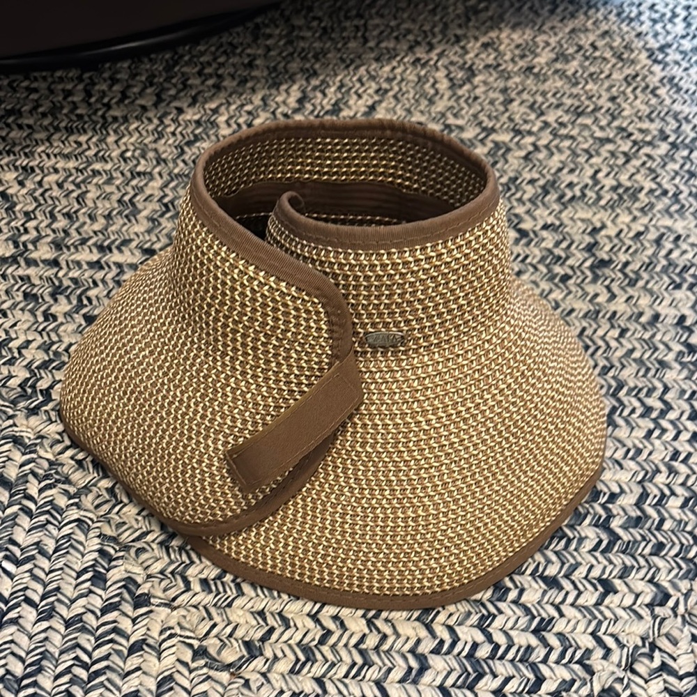 Scala Brown and Tan Woven Visor